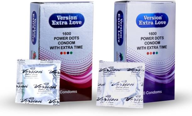 Version Condom Men Extra Time Dotted Combo Pack (Strawberry and Grapes) Condom Condom