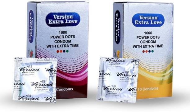 Version Condom Men Extra Time Dotted Combo Pack (Strawberry and Banana) Condom Condom