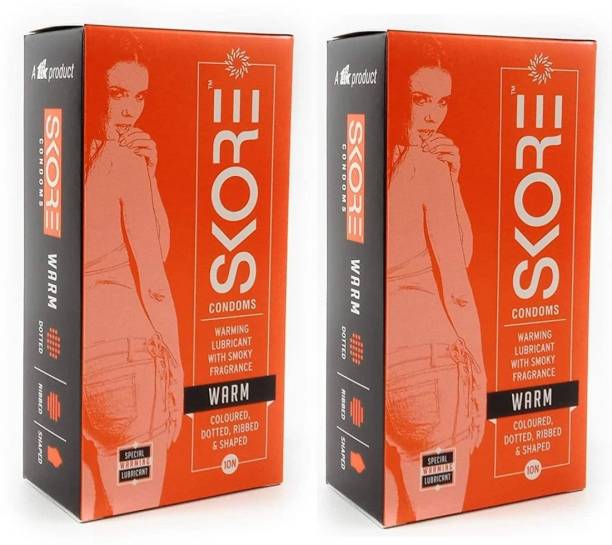 SKORE WARM CONDOM FOR EXTRA TIME SEX 10 PCS PACK OF 2 Condom