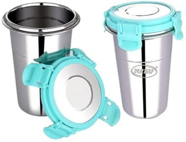 MARU Sea Green Tumbler With Straw And Brush  - 400 ml स्टील यूटीलिटी कंटेनर