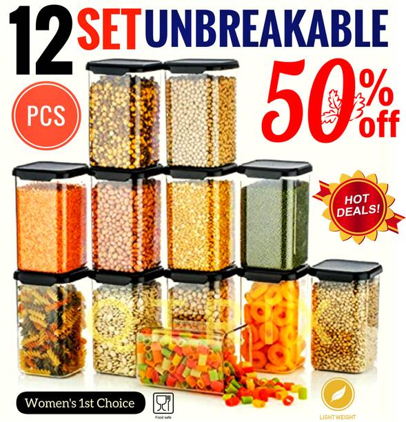 Womens 1st Choice Unbreakable Premium Quality Air Tight Modular Kitchen Plastic Storage Containers Combo Set Multicolor  - 1200 ml