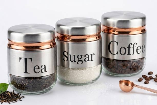 Glascent Glass Tea Coffee & Sugar Container - 350 ml
