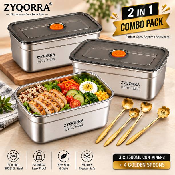 zyqorra Stainless Steel Fridge Container  - 1500 ml