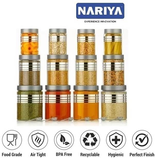 nariya PLASTIC GROCERY JAR SET PRINTED CONTAINER SET BPA FREE CONTAINER  - 1200 ml, 650 ml, 350 ml