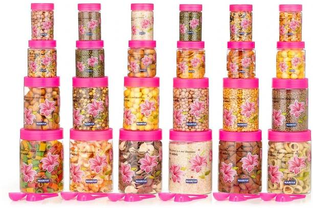 nariya PLASTIC GROCERY JAR SET PRINTED CONTAINER SET BPA FREE CONTAINER  - 1200 ml, 650 ml, 350 ml, 250 ml
