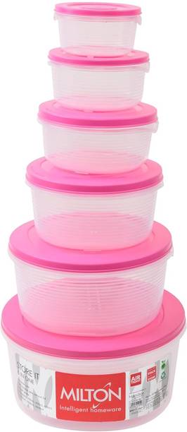 MILTON Plastic Container Set, 6 Piece, Pink  - 200 ml, 400 ml, 600 ml, 1000 ml, 2000 ml, 3000 ml