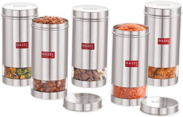 HAZEL Stainless Steel Transparent See Through Container  - 950 ml स्टील ग्रोसरी कंटेनर