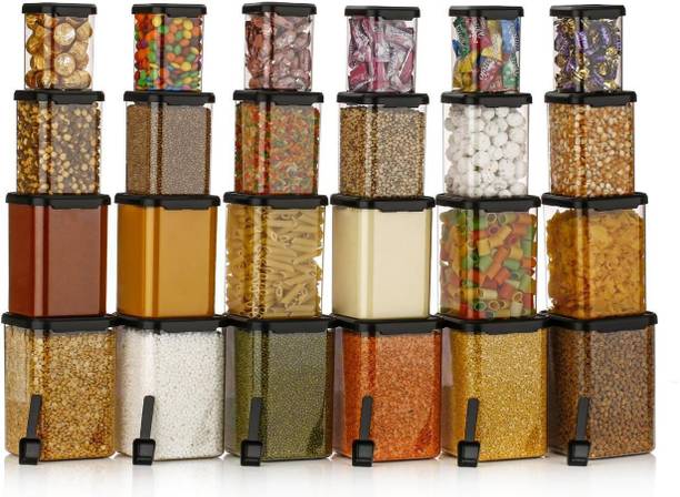 ROYALRYTE ENTERPRISE Airtight Unbreakable kitchen storage containers Trendy Big black 24 pcs  - 1400 ml, 950 ml, 650 ml, 350 ml