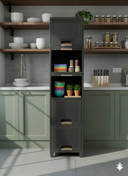 MAXTID Containers Kitchen Rack Plastic 5 Layers Grey Multi Drawer Storage Organizer for Home