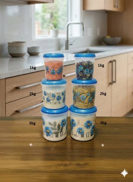 Veksin Plastic Grocery Container  - 1000 ml, 1000 ml, 2000 ml, 2000 ml, 3000 ml, 3000 ml