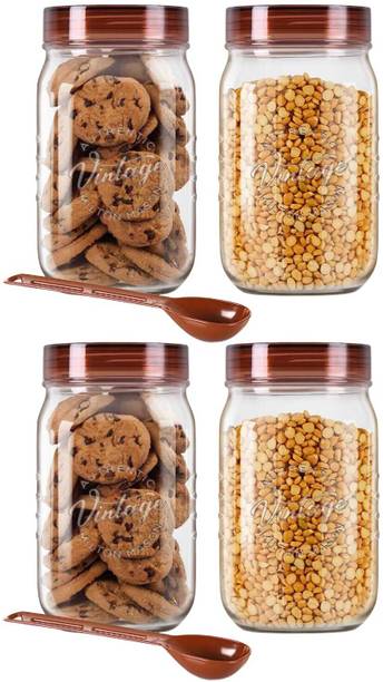 MILTON Vintage Pet Jar Set of 4, 1500 ml Each  - 1500 ml प्लास्टिक ग्रोसरी कंटेनर