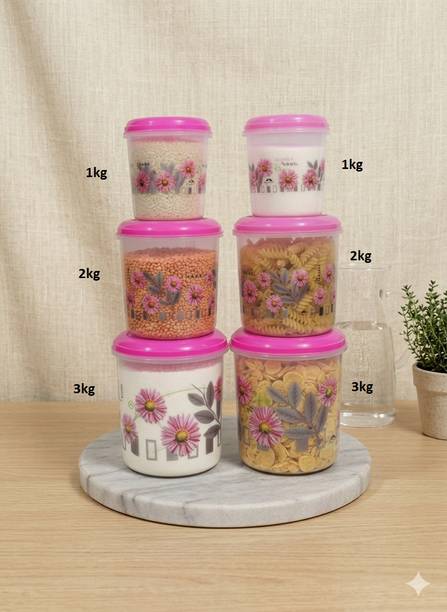Veksin Plastic Grocery Container  - 1000 ml, 1000 ml, 2000 ml, 2000 ml, 3000 ml, 3000 ml