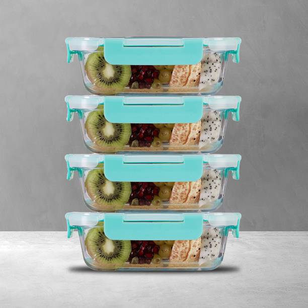 Allo FoodSafe Rectangle Microwave Safe Glass Storage Containers with Detachable Lock  - 640 ml