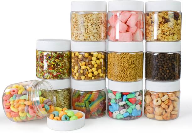 Pearlpet Dibbi Round jars Plastic Airtight Jars, White  - 200 ml