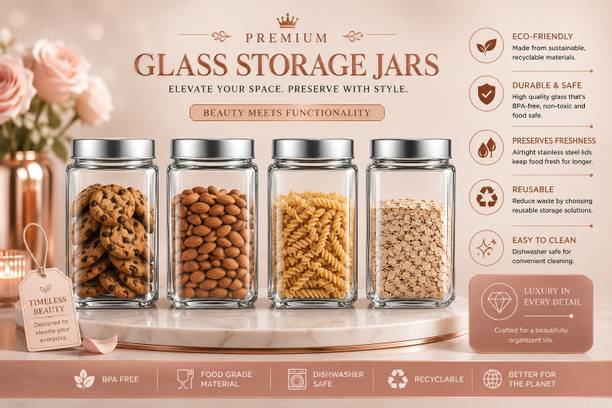 Alexa Glass Pickle Jar  - 1000 ml