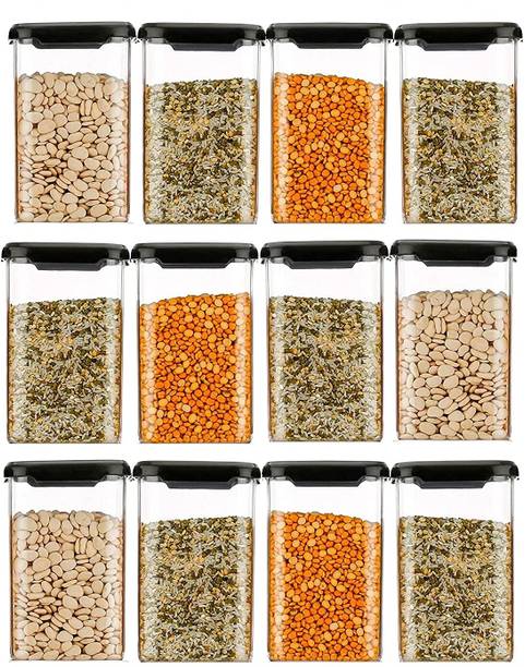 Quickmart Plastic Grocery Container - 1100ml Black 12 pcs  - 1100 ml