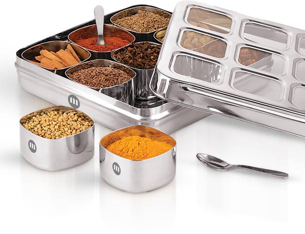MARU Stainless Steel Square Masala Dabba  - 1800 ml