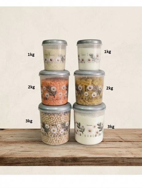 Veksin Plastic Grocery Container  - 1000 ml, 1000 ml, 2000 ml, 2000 ml, 3000 ml, 3000 ml