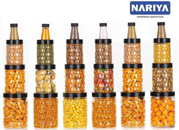 nariya PLASTIC GROCERY CONTAINER SET IN BLACK COLOR BPA FREE CONTAINER FOOD GRADE JAR  - 1200 ml, 650 ml, 350 ml, 125 ml