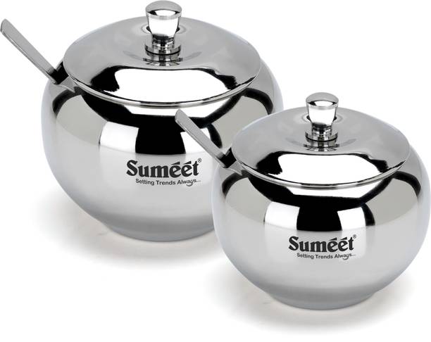 Sumeet Stainless Steel Ghee & Oil Pot,Storage Container with Spoon for Kitchen,Pack of2  - 170 ml, 230 ml स्टील यूटीलिटी कंटेनर