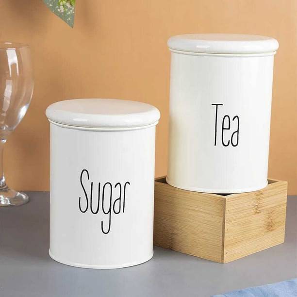 Shining Store Iron Tea Coffee & Sugar Container - 900 ...