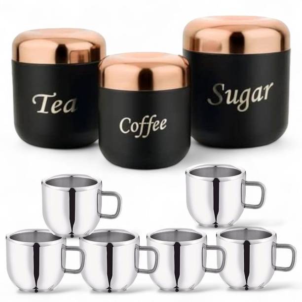 ECOLEX Steel Tea Coffee & Sugar Container - 900 ml