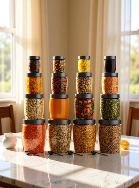 Snowberry Glass Grocery Container  - 1200 ml, 650 ml, 350 ml, 250 ml