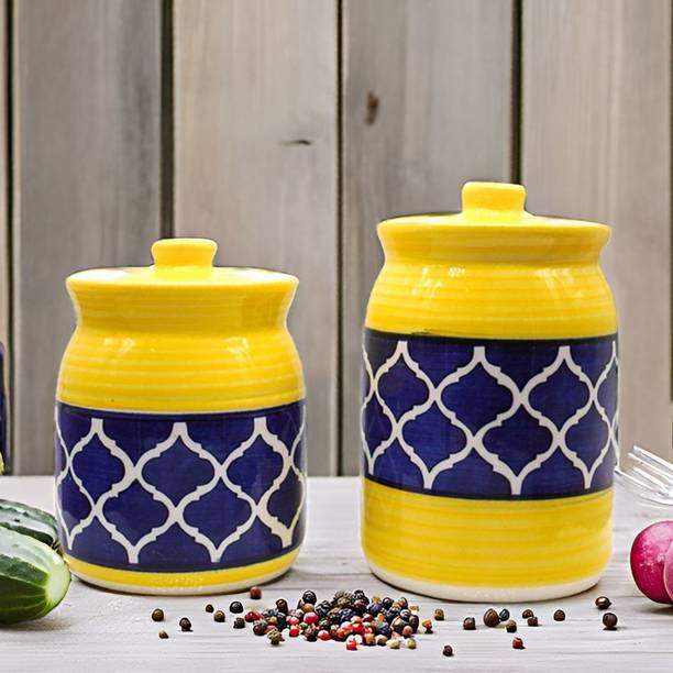 Kraftlik Handicrafts Ceramic Pickle Jar  - 500 ml, 1000 ml