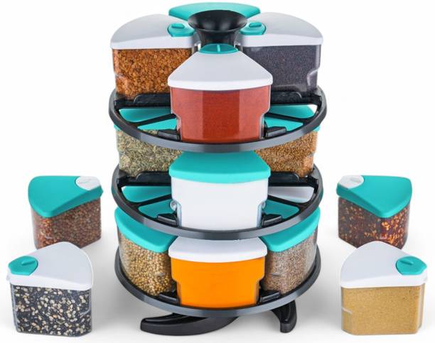 Cronus 360° Revolving Spice Rack Masala Rack Spice Box Masala Box Masala Container Condiment set of 18  - 300 ml