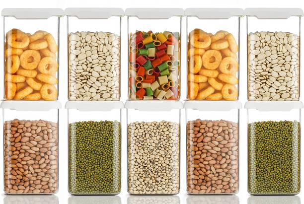 kitchkart Smart Buy Air Tight Food Grade Food Storage Unbreakable 1200 ml Square Shape Space Saver Kitchen Storage Container,Cereal Dispenser,Snacks Container,Modular Container  - 1200 ml प्लास्टिक ग्रोसरी कंटेनर