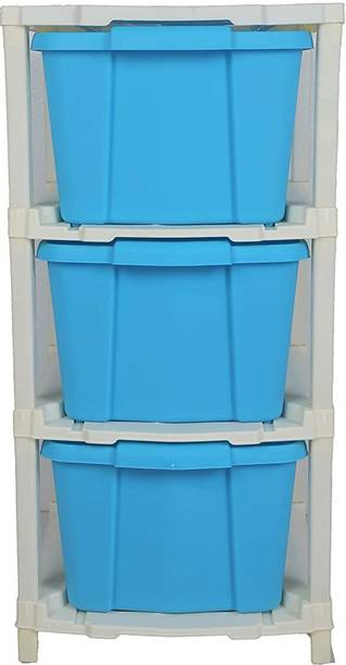KAVIRA CLASSIC 3XL BLUE Plastic Modular Drawer System for Home, Office, Hospital Drawer Plastic Free Standing Chest of Drawers
