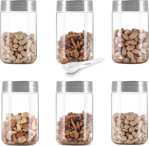 MILTON Steel Seal 500 Pet Jar with Matt finish Steel lid, 500ml, 6 Pcs  - 500 ml