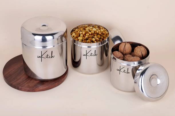 inKitch Stainless Steel, Silver, Steel Utility Container  - 320 ml, 500 ml, 650 ml