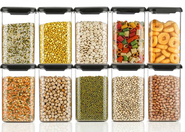 Shopixo Shopixo Plastic Grocery Container - 1100ml Black  - 1100 ml प्लास्टिक ग्रोसरी कंटेनर