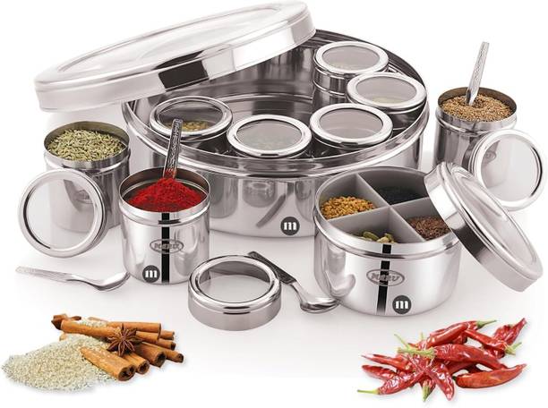 MARU 12 IN 1 Spice Box Stainless Steel With Middle Container Partitions  - 1520 ml