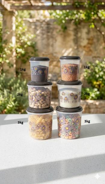 Veksin Plastic Grocery Container  - 1000 ml, 1000 ml, 2000 ml, 2000 ml, 3000 ml, 3000 ml