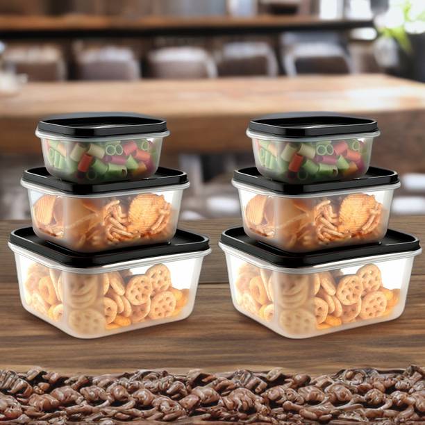 Porslin 2X Set of 3 New Model Designer Unbreakable Food Storage Container for Kitchen  - 700 ml, 1400 ml, 2400 ml प्लास्टिक ग्रोसरी कंटेनर