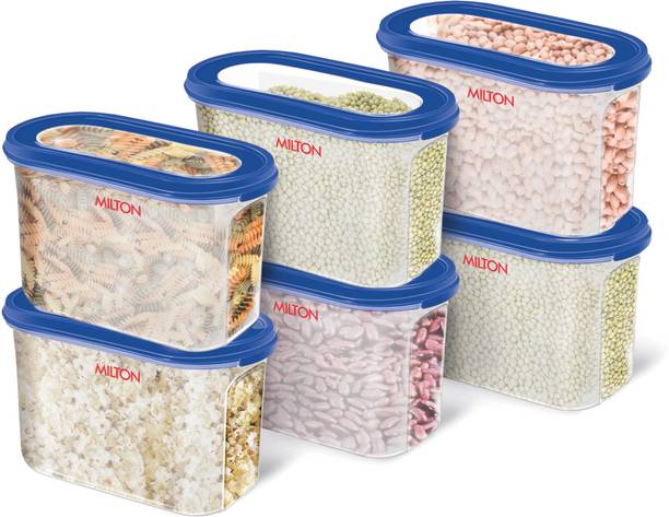 MILTON Stacko 360 Degree Dispenser, set of 6, 1100 ml each, Blue | Food Container  - 1100 ml