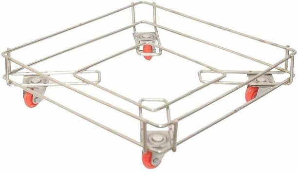 Spacekeeper Oil Container Trolley Oil Can Moving Stand Dabba Trolley Tin Box Trolley Stainless Steel Kitchen Trolley