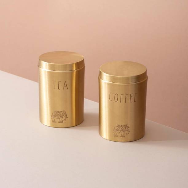 Veda Essentials Brass Tea Coffee & Sugar Container - 3...