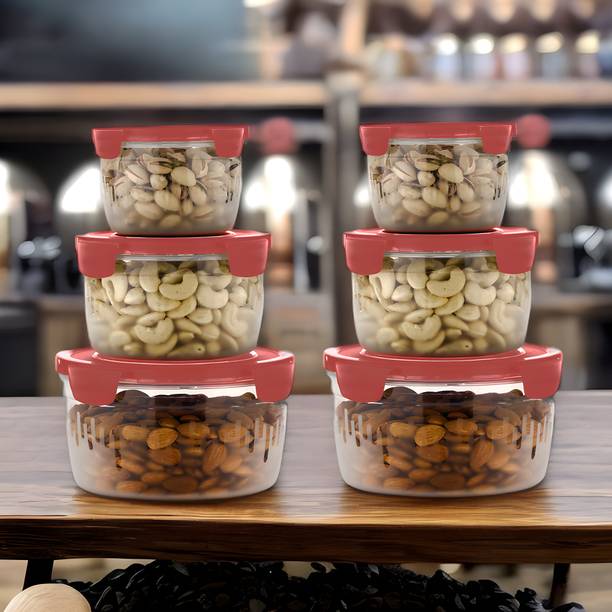 Porslin 2 Set of 3 New Model Designer Unbreakable Food Storage Containers for Kitchen  - 600 ml, 1200 ml, 1800 ml प्लास्टिक ग्रोसरी कंटेनर