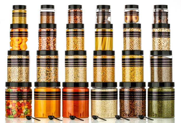 NORVIUM Premium Air Tight Modular Kitchen Plastic Storage Containers Jars Combo Set  - 1200 ml, 650 ml, 350 ml, 250 ml
