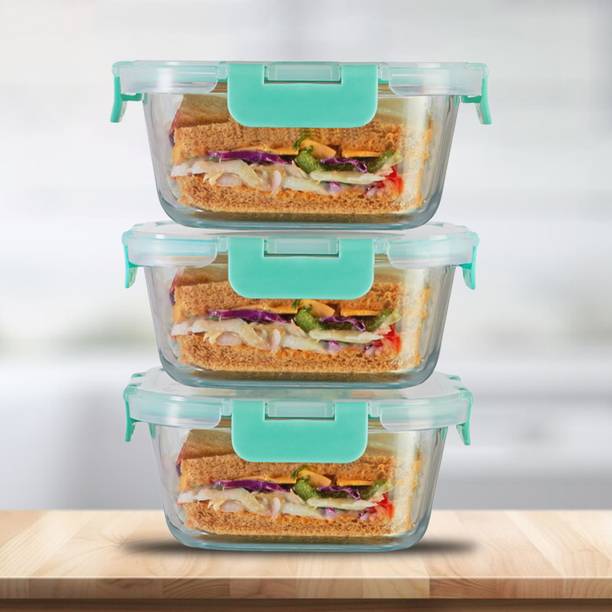 Allo FoodSafe Square Microwave Safe Glass Storage Containers with Detachable Lock  - 800 ml