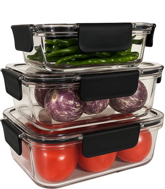 CHITRAKOOT Polypropylene Fridge Container  - 1200 ml, 800 ml, 300 ml