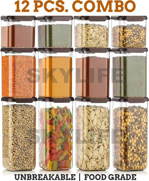 SKYLIFE 100%Unbreakable AirTight Modular Kitchen Plastic Storage Containers Canister Box  - 1500 ml, 1100 ml, 500 ml