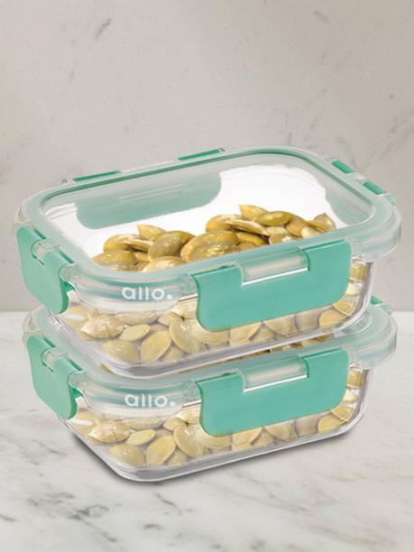 Allo Borosilicate Glass Containers with Lids and Break Free Lock, Microwave Safe  - 185 ml