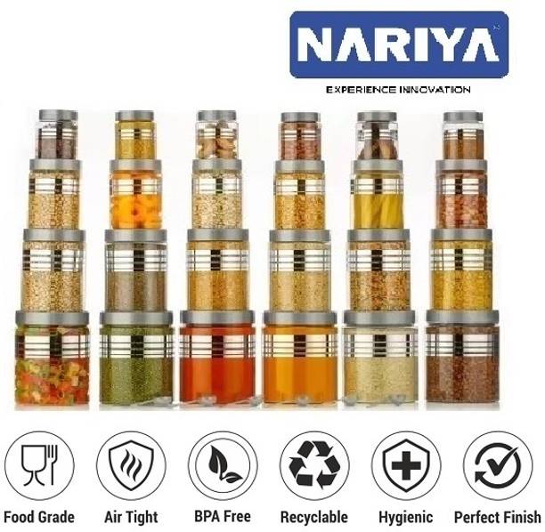 nariya PLASTIC GROCERY JAR SET PRINTED CONTAINER SET BPA FREE CONTAINER  - 1200 ml, 650 ml, 350 ml, 250 ml प्लास्टिक ग्रोसरी कंटेनर
