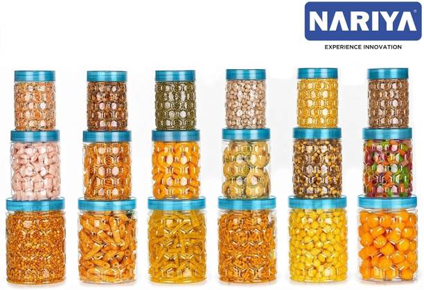 nariya PLASTIC GROCERY CONTAINER SET IN BLACK COLOR BPA FREE CONTAINER FOOD GRADE JAR  - 1200 ml, 650 ml, 350 ml