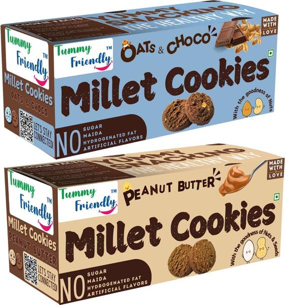 TummyFriendly Foods Ragi Millet Cookies-OatsChoco, Peanut. Healthy Biscuits for Kids, Babie & Adults Cookies Biscuit