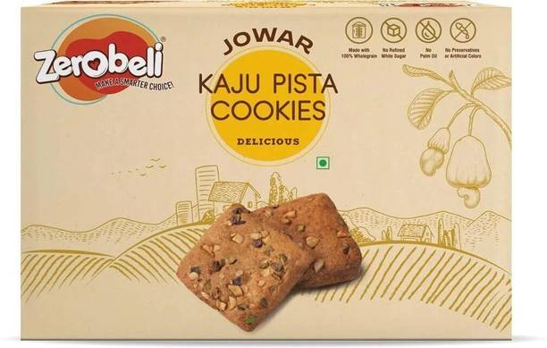 Zerobeli Jowar Kaju Pista Handmade Cookies | Contains Real Cashews and Pista | No Maida | Bakery Biscuit